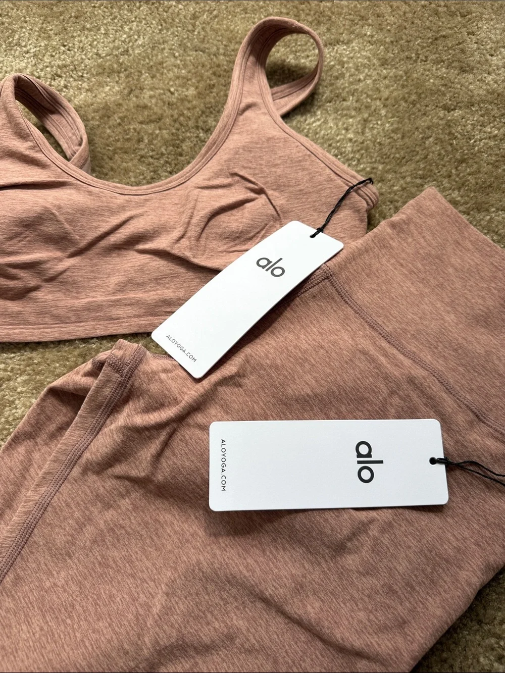 ALOSoft Heather Dark Pink Quartz Sports Bra & Legging Set